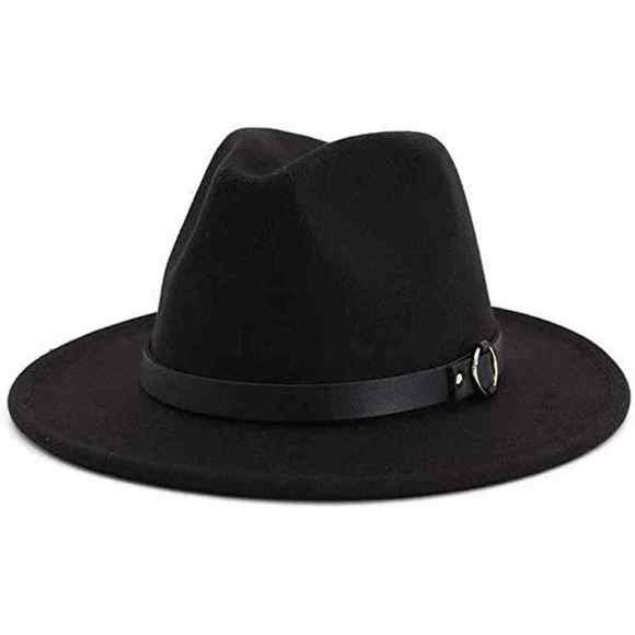 Hudanhuwei Womens Fedora Hat Wide Brim Black Silver One Size - Picture 1 of 4